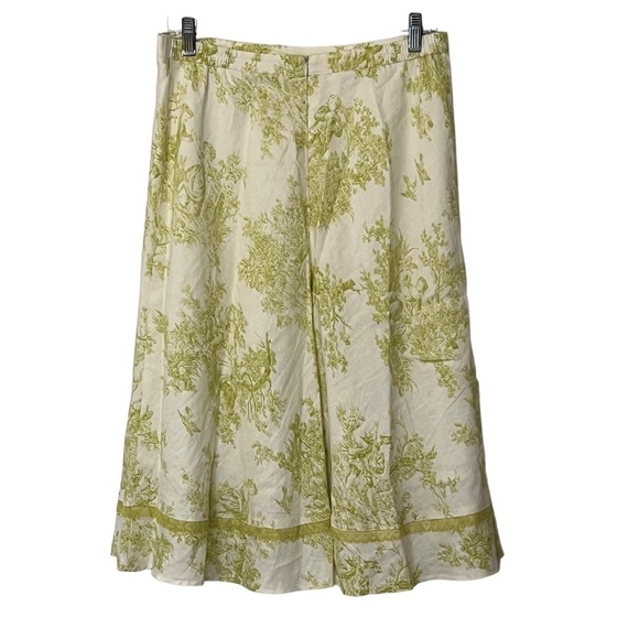 Coldwater Creek Linen Blend Midi Skirt with Lace Detail 14 Cottage core Prairie - Picture 1 of 10
